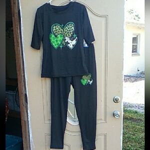 Shamrock & Leopard Shirt with Pants (2 Piece Set)